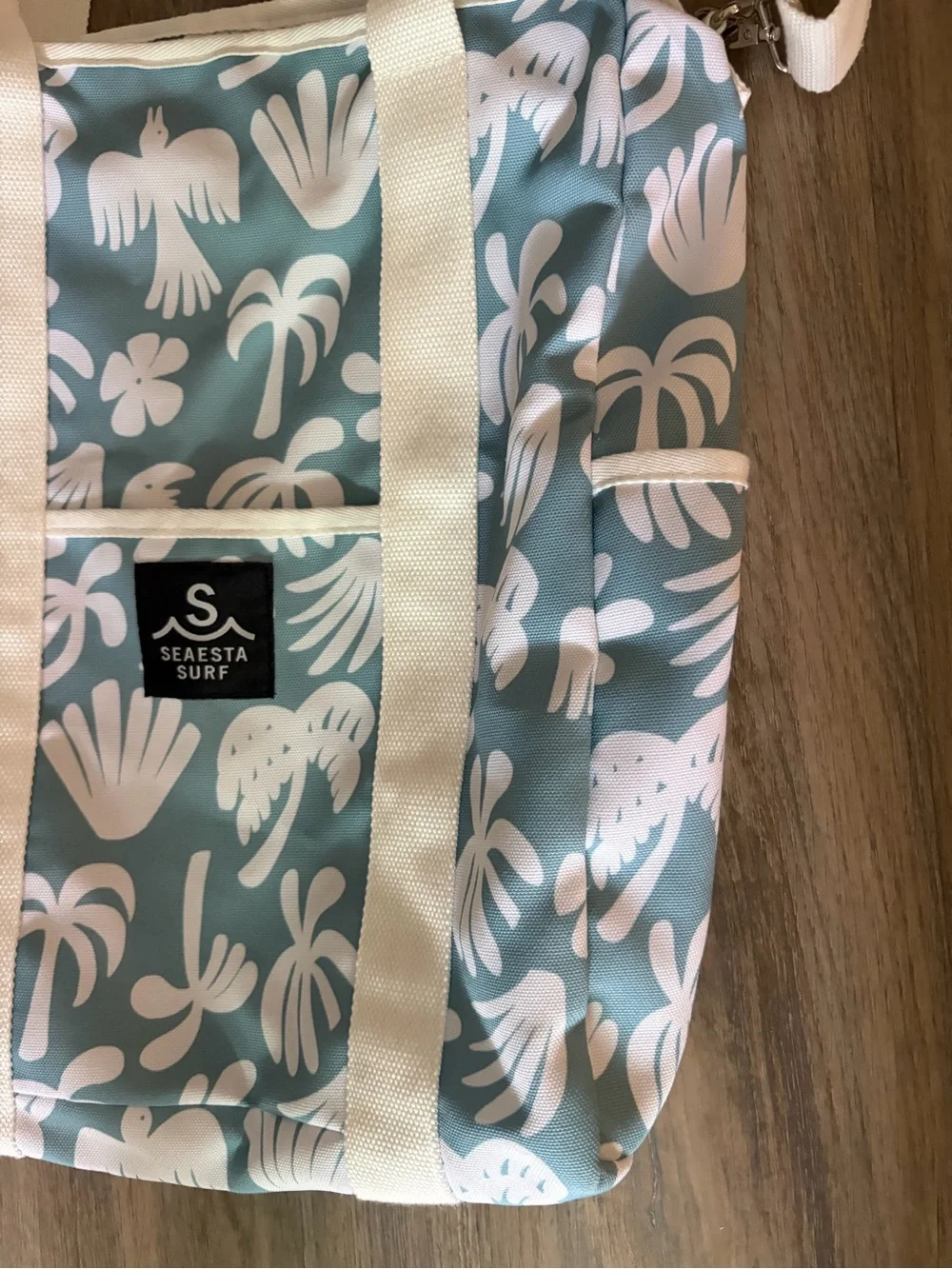 Seaesta Surf Blue & White Tropical Print Tote